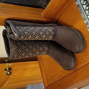 Montana West faux brown suede faux fur lined snow boots Size 9 NWT